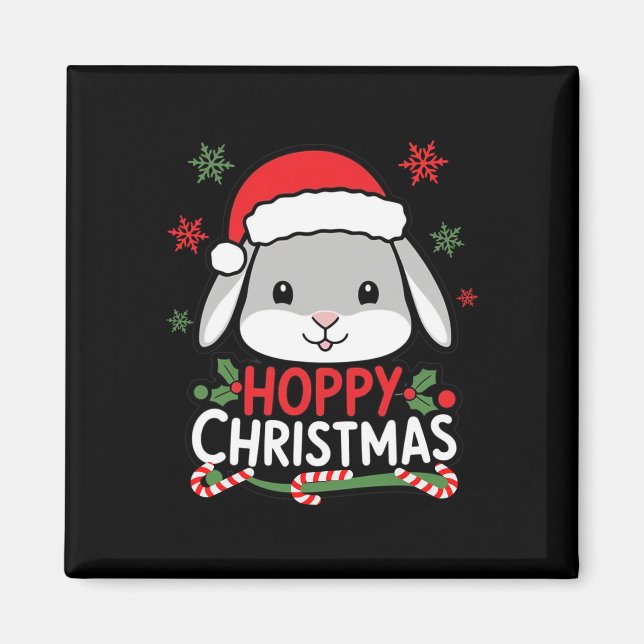 Niedlich Hopping Weihnachten Bunny Lovers Rabbit H Magnet (Vorne)