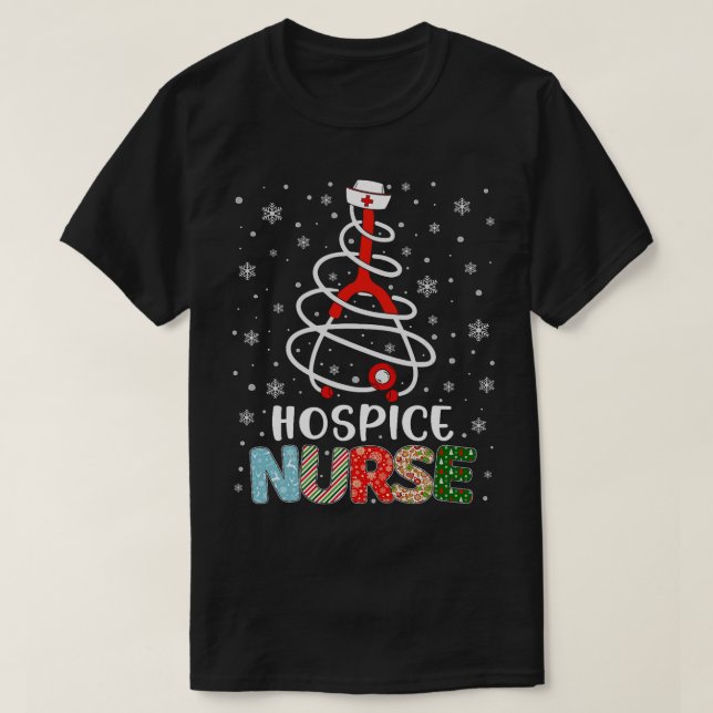 Niedlich Hospice Nurse Xmas Tree Frohe Weihnachtsn T-Shirt (Design vorne)