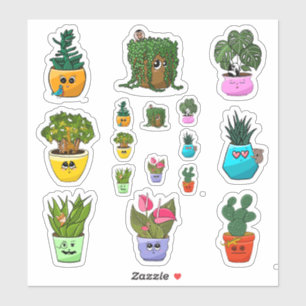 Niedlich House Pflanze Emoji Stickers Aufkleber