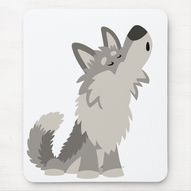 Niedlich Howling Cartoon Wolf Mousepad (Vorne)