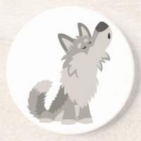 Niedlich Howling Cartoon Wolf Untersetzer