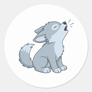 Niedlich Howling Wolf Pup Runder Aufkleber