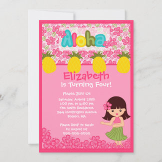 NIEDLICH Hula Girl PInk zum Geburtstag Einladung