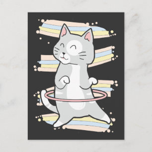 Niedlich Hula Hoop Kitty Dancing Cat Tanz Lover Postkarte