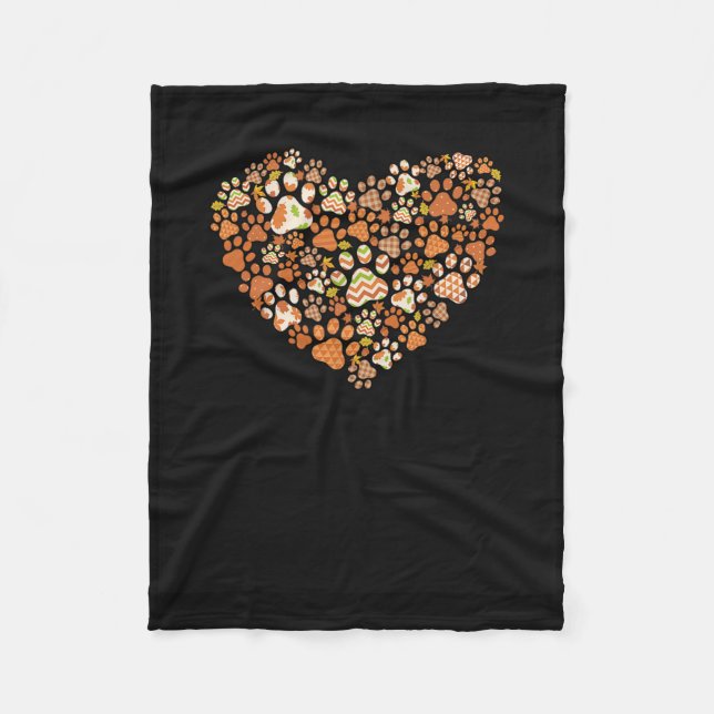 Niedlich-hund-cat-paw-print-pukin-herbstlaub-fall- Fleecedecke (Vorderseite)
