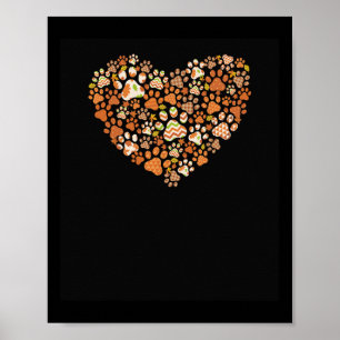 Niedlich-hund-cat-paw-print-pukin-herbstlaub-fall- Poster