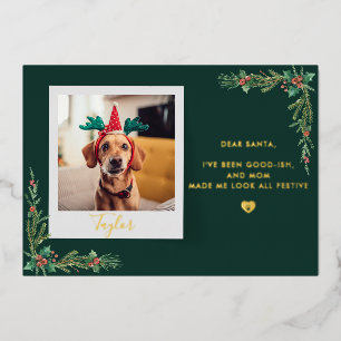 Niedlich Hund Foto Custom Christmas Folien Feiertagskarte