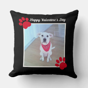 Niedlich Hund Happy Valentines Day Red Paws 1 Foto Kissen