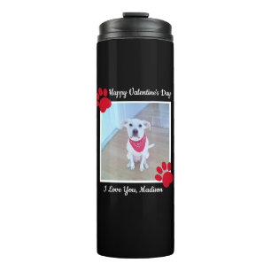 Niedlich Hund Happy Valentines Day Red Paws 1 Foto Thermosbecher