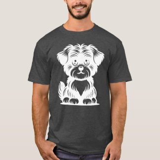 Niedlich Hund Niedlich Hund Portrait Freund Retro T-Shirt