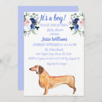 Niedlich Hunde Dackel Floral Blue Weiner Baby Boy