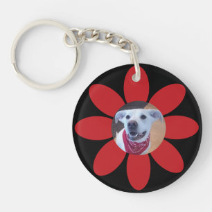 Niedlich Hunde Foto, das mich lächeln rot Blume sc Schlüsselanhänger