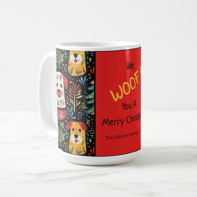 Niedlich Hunde Weihnachts-Tasse Kaffeetasse (Vorderseite Links)