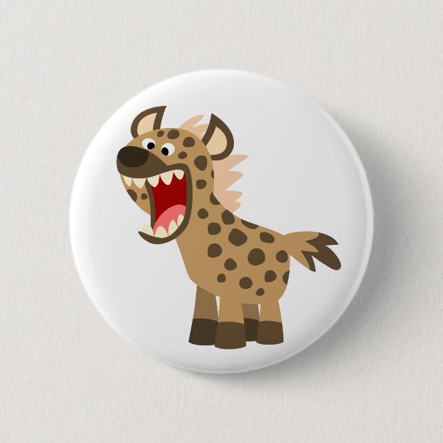 Niedlich Hungerfestungen Cartoon Hyena Button (Vorderseite)