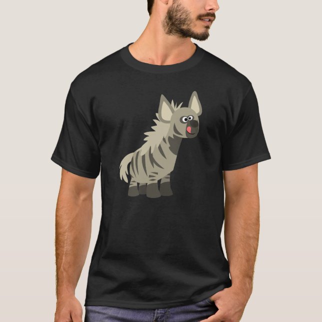 Niedlich Hungriger Cartoon Striped Hyena T - Shirt (Vorderseite)