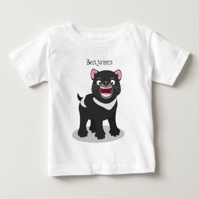 Niedlich hungriger Tasmanischer Teufel Cartoon Ill Baby T-shirt (Vorderseite)