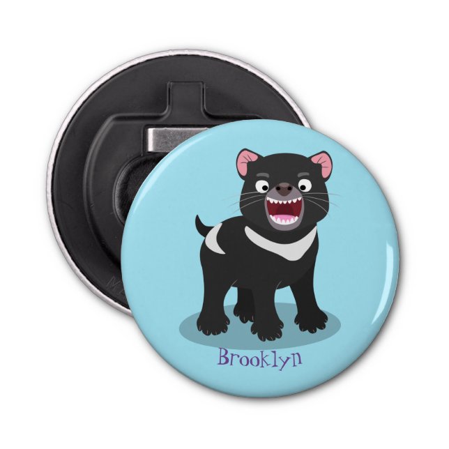 Niedlich hungriger Tasmanischer Teufel Cartoon Ill Flaschenöffner (Vorderseite)