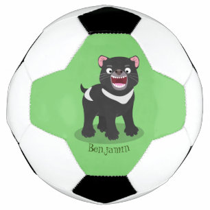 Niedlich hungriger Tasmanischer Teufel Cartoon Ill Fußball