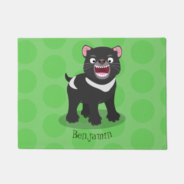 Niedlich hungriger Tasmanischer Teufel Cartoon Ill Fußmatte (Vorderseite)