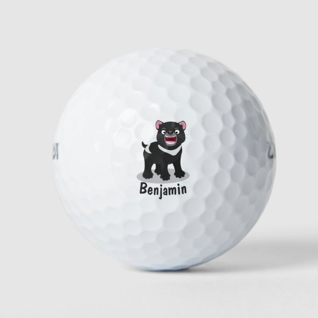 Niedlich hungriger Tasmanischer Teufel Cartoon Ill Golfball (Vorderseite)