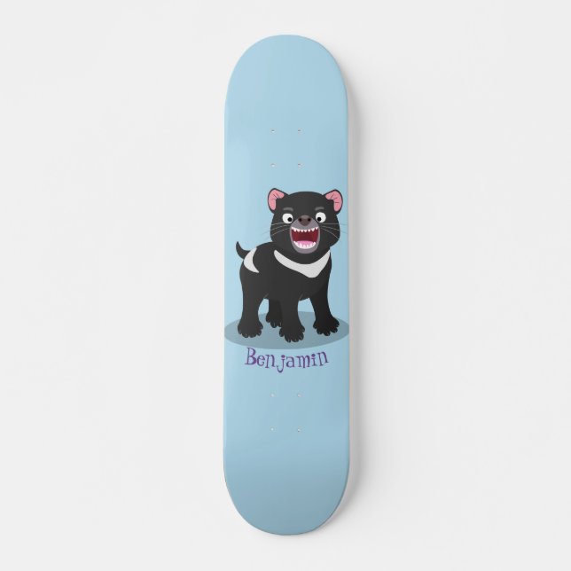 Niedlich hungriger Tasmanischer Teufel Cartoon Ill Skateboard (Vorne)