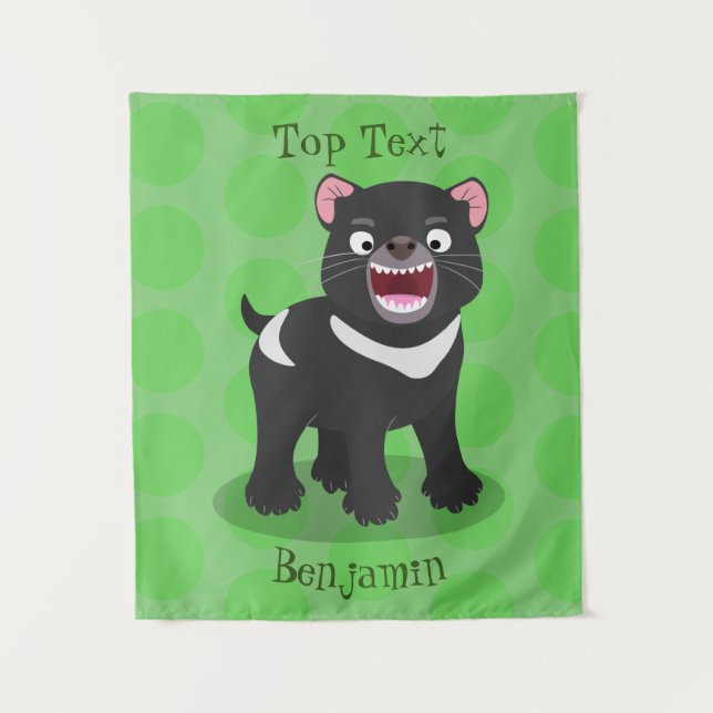 Niedlich hungriger Tasmanischer Teufel Cartoon Ill Wandteppich (Vorderseite)