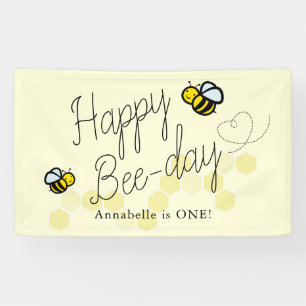 Niedlich Hunny Bee Yellow Girl Geburtstagswillkomm Banner