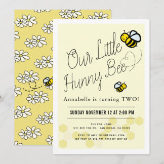 Niedlich Hunny Bee Yellow Kindergeburtstag Party Einladung