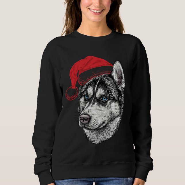 Niedlich Husky Christmas Sweatshirt (Vorderseite)