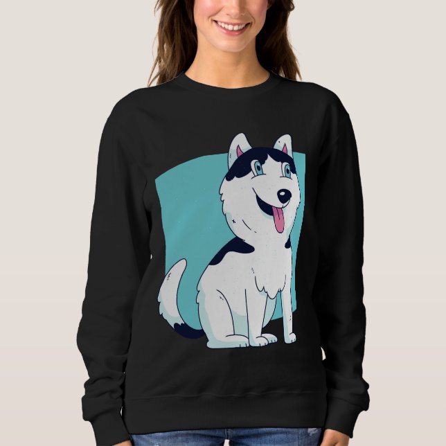 Niedlich Husky Dog Sweatshirt (Vorderseite)