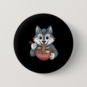 Niedlich Husky Eating Ramen Japanisch Kawaii Dog N Button