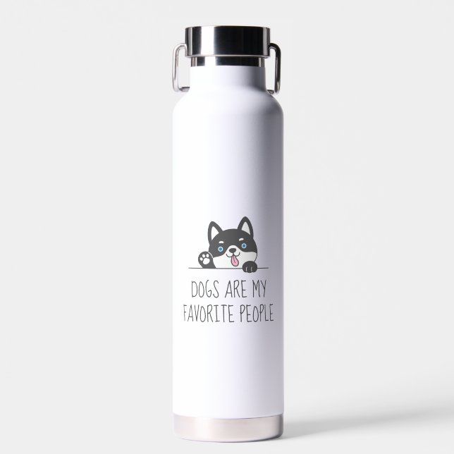 Niedlich Husky Hund Blue Quote Trinkflasche (Vorne)