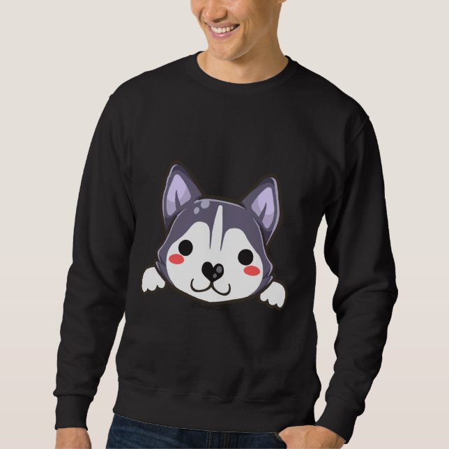 Niedlich Husky Puppy Sweatshirt (Vorderseite)