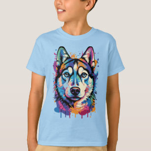 Niedlich Husky - sibirischer Husky Dog farbenfroh T-Shirt