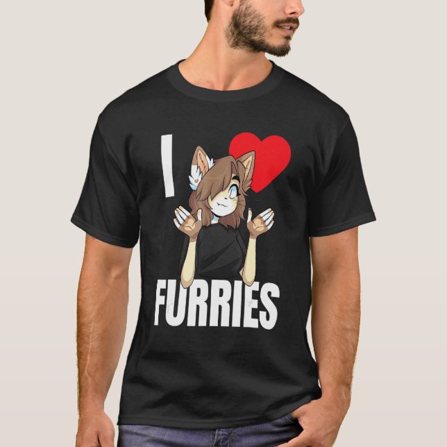Niedlich I Heart Furries Fandom Liebe 1 T-Shirt (Vorderseite)