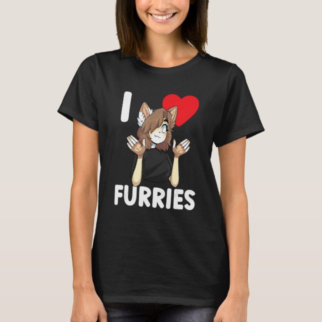 Niedlich I Heart Furries Fandom Liebe 2 T-Shirt (Vorderseite)