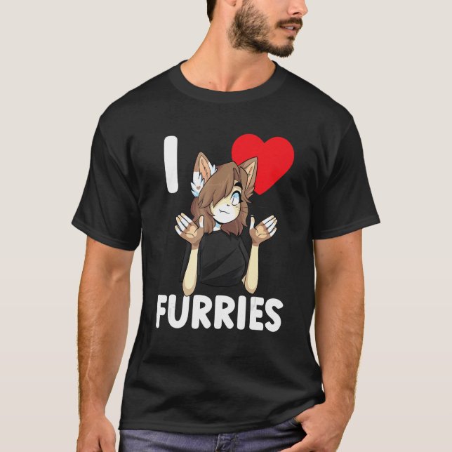 Niedlich I Heart Furries Fandom Liebe 2 T-Shirt (Vorderseite)