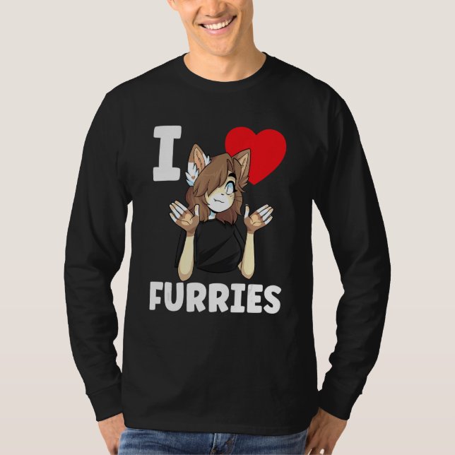 Niedlich I Heart Furries Furry Fandom Liebe T-Shirt (Vorderseite)