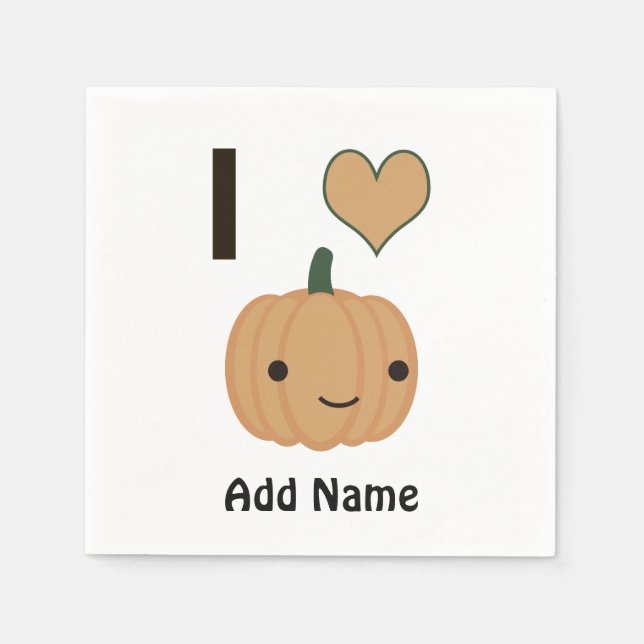 Niedlich I Herz (Liebe) Kürbis Serviette (Vorderseite)