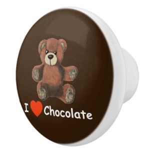 Niedlich I Herz (Liebe) Schokolade Teddy Bär Keramikknauf