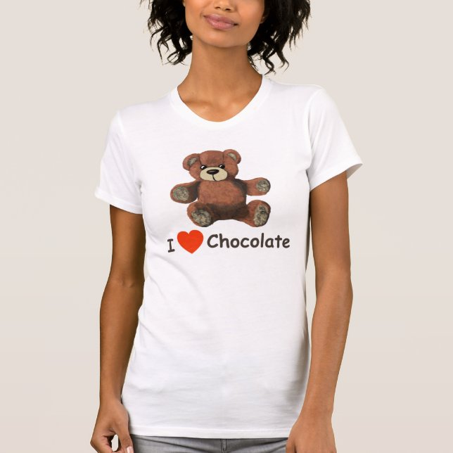 Niedlich I Herz (Liebe) Schokolade Teddy Bär T-Shirt (Vorderseite)