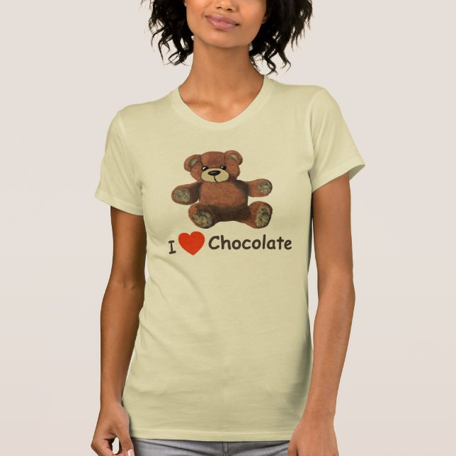 Niedlich I Herz (Liebe) Schokolade Teddy Bär T-Shirt (Vorderseite)