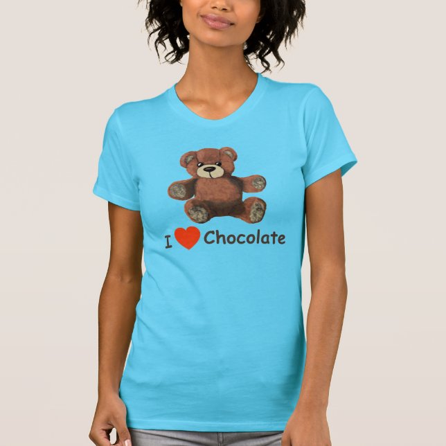 Niedlich I Herz (Liebe) Schokolade Teddy Bär T-Shirt (Vorderseite)