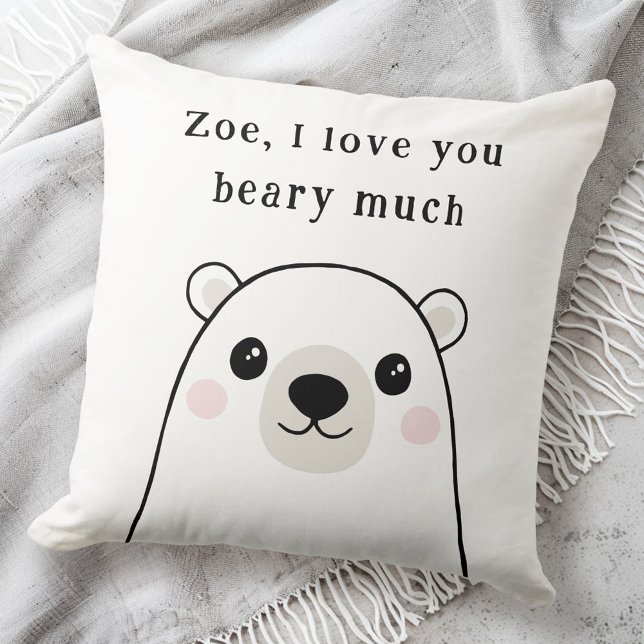 Niedlich I Liebe, dass Sie zu viel Eisbär individu Kissen (Cute I love you beary much polar bear custom name Throw Pillow)