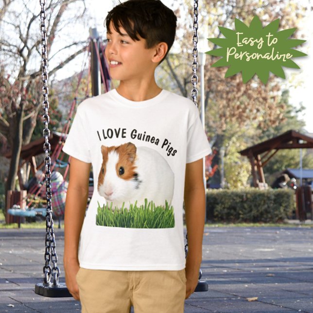 Niedlich I LIEBE Guinea Schweine Weißer, benutzerd T-Shirt (A sweet gift idea for the back to school or any special occasion.)