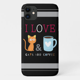 Niedlich I Liebe Katzen und Kaffee schwarz Case-Mate iPhone Hülle