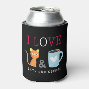 Niedlich I Liebe Katzen und Kaffee schwarz Dosenkühler