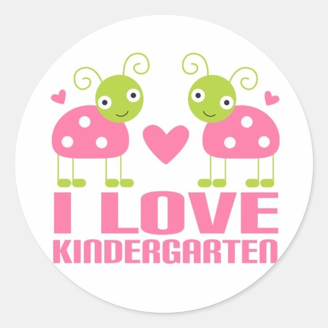 Niedlich I Liebe Kindergarten Ladybug Geschenk Runder Aufkleber (Vorderseite)