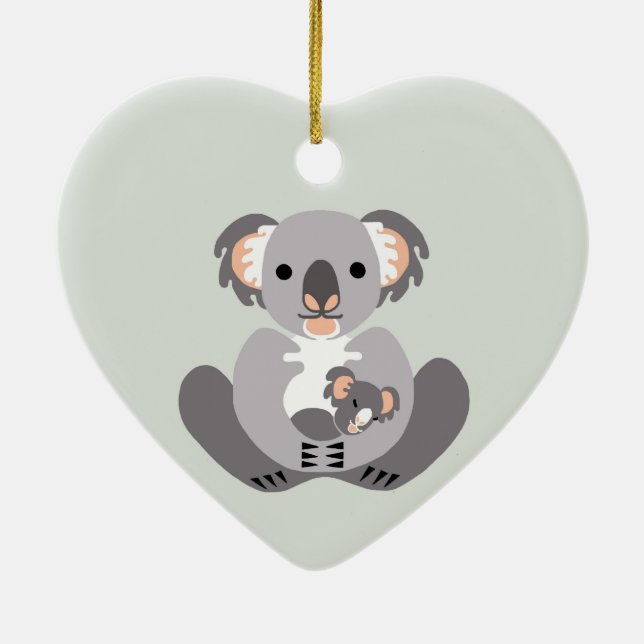 Niedlich I Liebe Koalas - Tierfreund - Grün Keramik Ornament (Hinten)