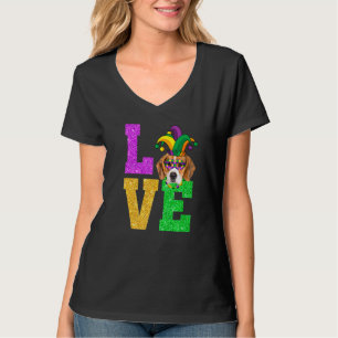 Niedlich I Liebe Mardi Gras Beagle Doppy Welpe T-Shirt